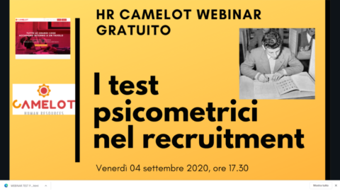 Venerdì 04 settembre, ore 17,30, webinar sui test psicometrici nel recruitment