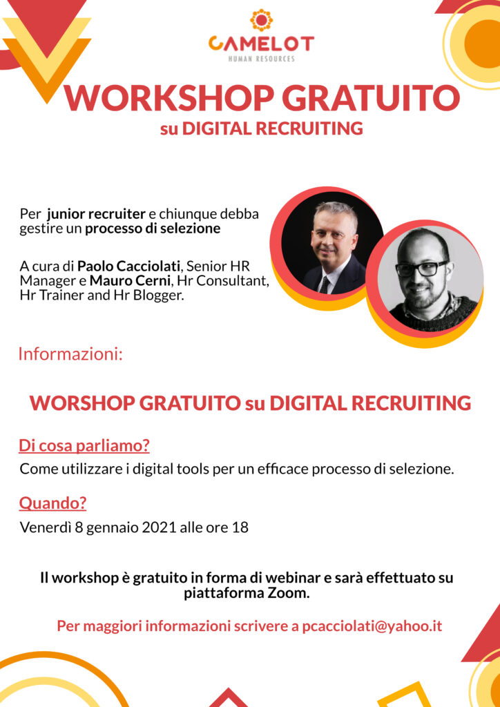 Workshop su digital recruiting_Venerdì 08 gennaio, ore 18.00